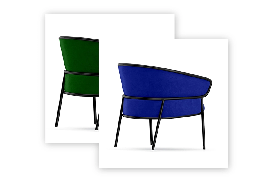 Furniture Image Editing Service, Color correction A side-by-side comparison of two living room furniture photos: Left: A living room set with dull and inaccurate colors. Right: The same living room set with vibrant and accurate colors after expert color correction.