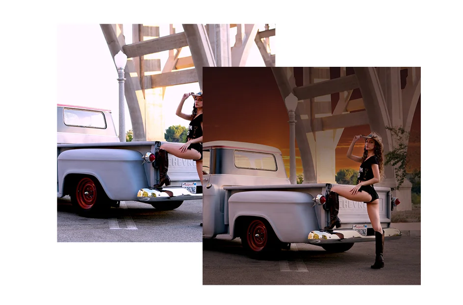 Photoshop Color Correction Service, Compound Color Correction Before-and-after comparison of a photograph showcasing dramatic improvement from Compound Color Correction. The "before" image exhibits mixed lighting, inconsistent color casts, and multiple exposure issues. The "after" image displays balanced color tones, seamless blending, and a unified, professional look.