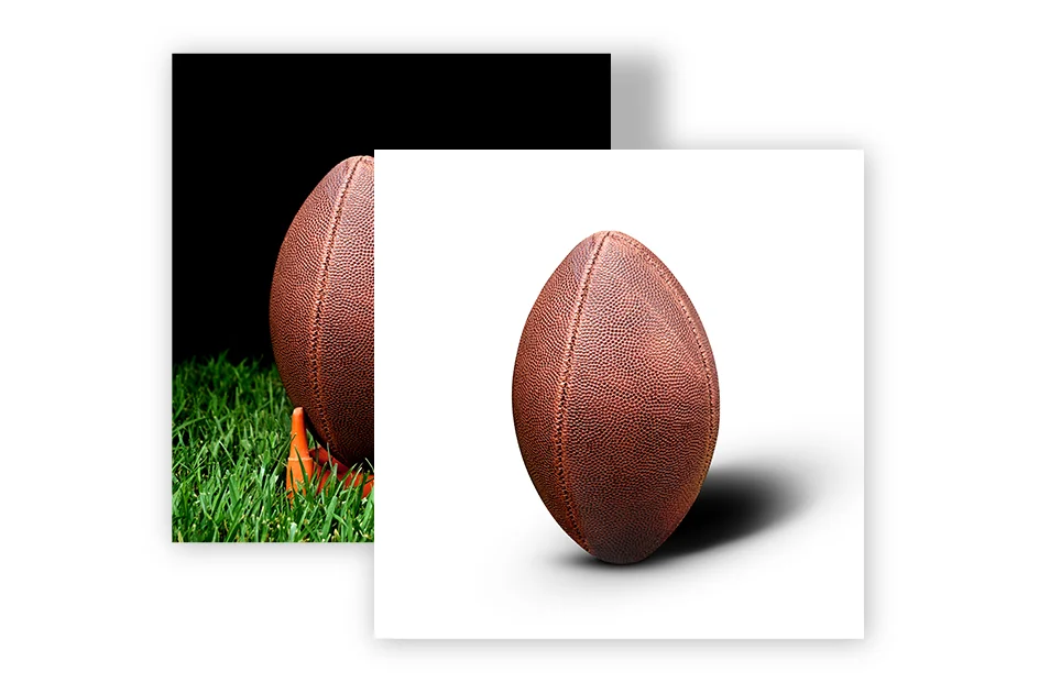 Shadow Adding Service, Cast Shadow A side-by-side comparison of two images: Image 1: A flat product photo on a white background. Image 2: The same product photo with a professionally added Cast Shadow, creating a realistic sense of depth and dimension.