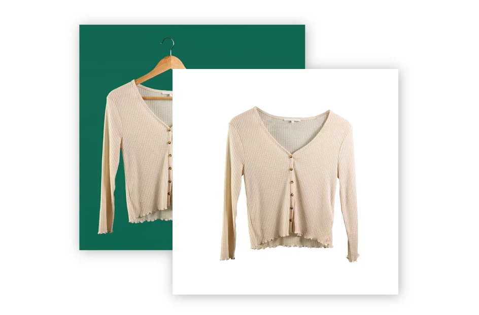 Ghost Mannequin Service, A before-and-after collage showcasing the impact of Basic Ghost Mannequin editing on various product photos: a dress, a t-shirt, and a pair of jeans. All "after" images exhibit clean product presentation, improved focus, and enhanced visual appeal.